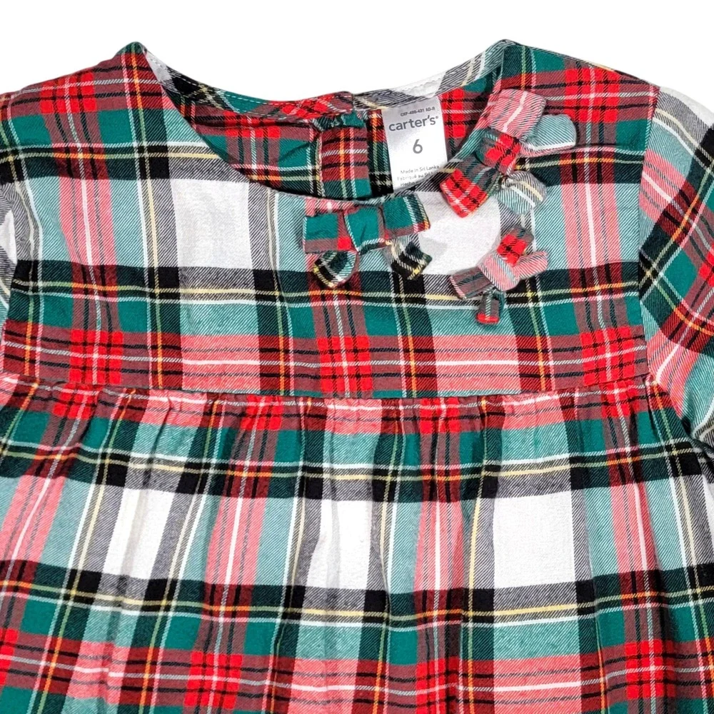 Carters Plaid Top Girls Sz 6 Red Green Blouse‎ Christmas Holiday Festive Party